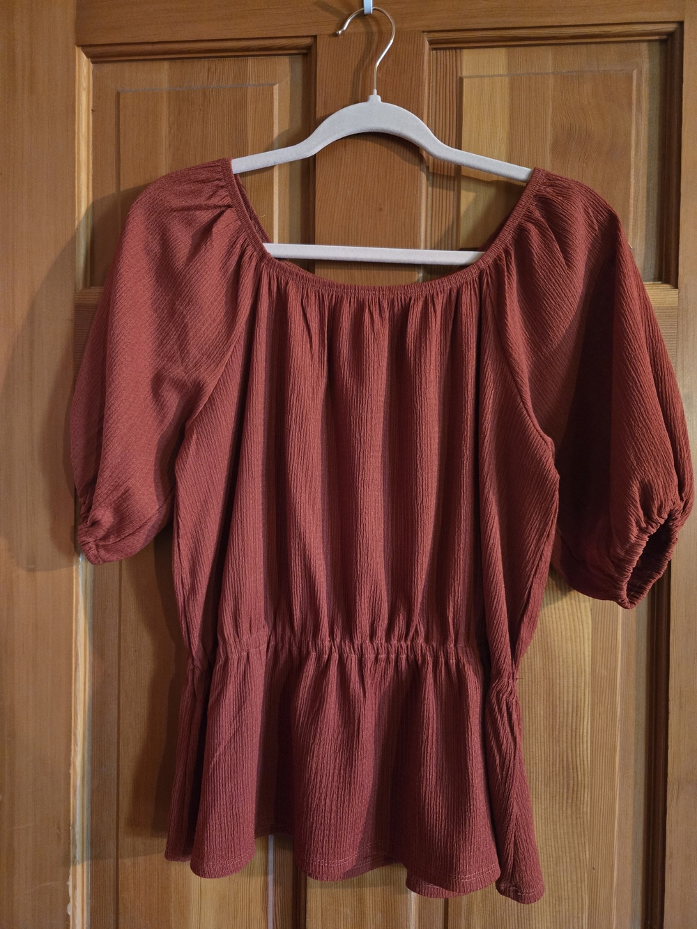 Nine West Rust Cinnamon Peasant-Style Top Sz M